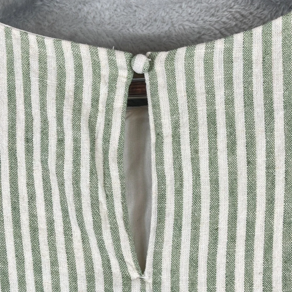 Abercrombie & Fitch Women L Linen Blend Sleeveless Keyhole Back Striped Tank Top - Picture 5 of 9